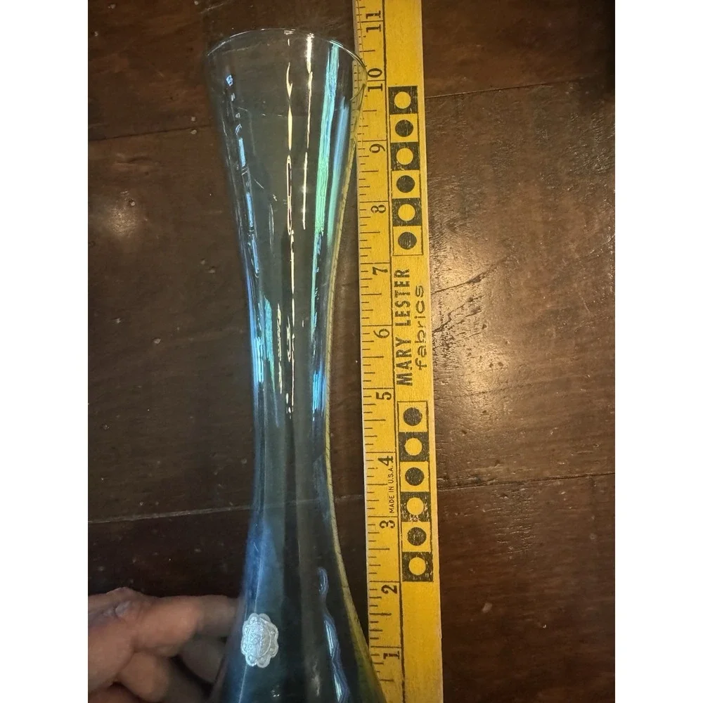 Vintage Empoli Italy Teal Blue Glass Bud Vase MCM‎ 10